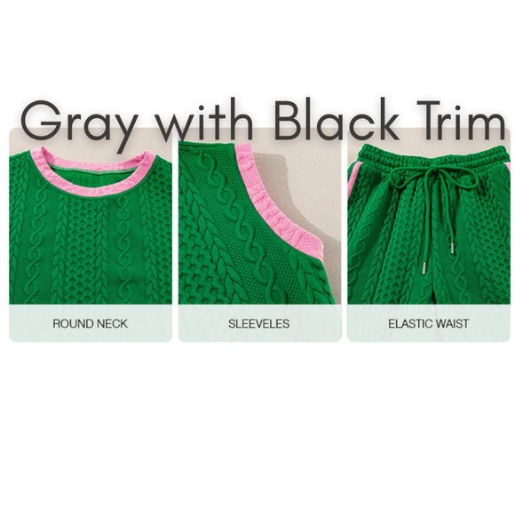 NEW SHEWIN 2 Pc. Lounge Tracksuit Set - Cap Sleeve Pullover/Wide Leg Pant - GRAY - Picture 4 of 5